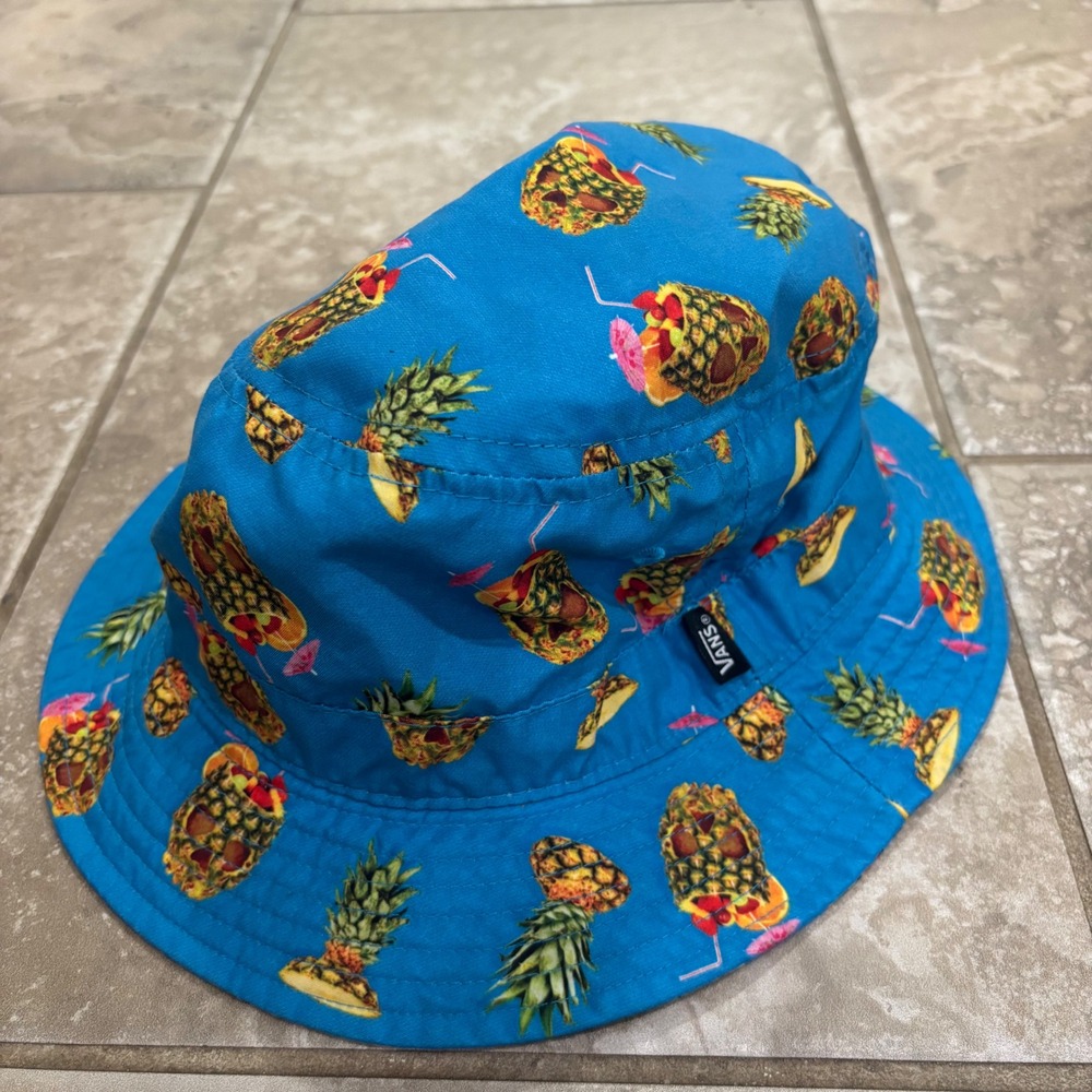 Vans Mens Blue Pineapple Drink Tropical Print Bucket Hat VN-00YMG66
